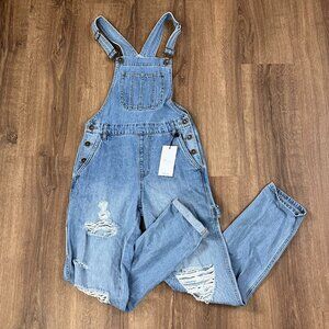NEW Forever 21 Distressed Overalls Sz S